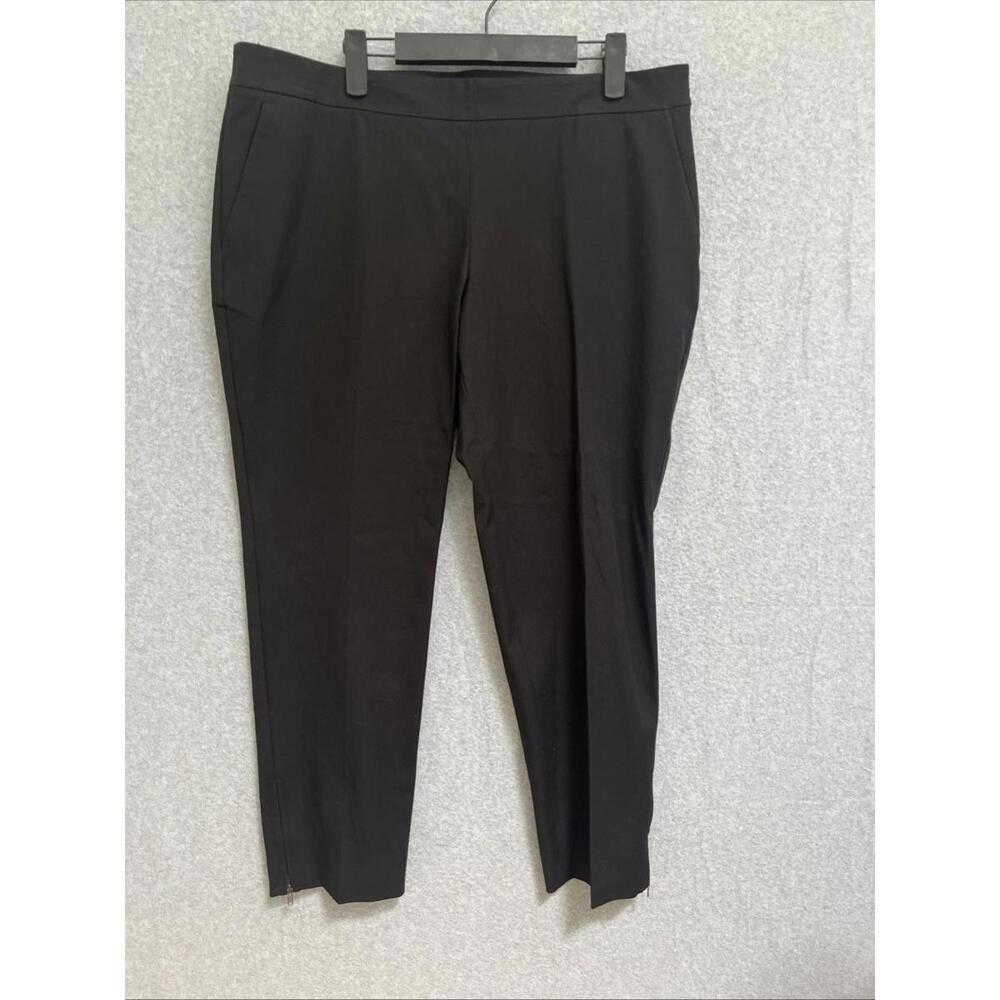 Eileen Fisher Tapered Ankle Pants Large Black Ankle Zip Stretch Pockets Career